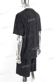 Wholesale Custom Embossing Men Black Cotton T Shrts And Shorts Set