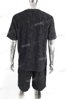 Wholesale Custom Embossing Men Black Cotton T Shrts And Shorts Set
