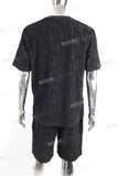 Wholesale Custom Embossing Men Black Cotton T Shrts And Shorts Set