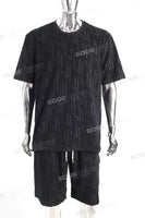 Wholesale Custom Embossing Men Black Cotton T Shrts And Shorts Set