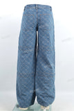 Custom Design Men Blue Jacquard Baggy Cargo Jeans