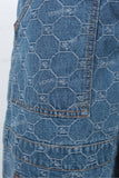 Custom Design Men Blue Jacquard Baggy Cargo Jeans