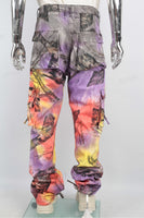 Men's Streetwear Denim Pants Custom Printed Stacked Cargo Jeasn