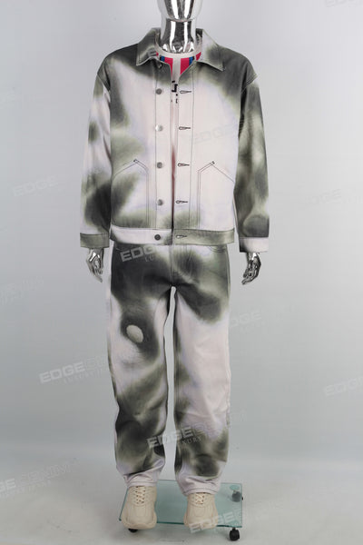 Full Digital Print Custom Men Denim Jacket And Baggy Jeans Set