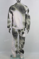 Full Digital Print Custom Men Denim Jacket And Baggy Jeans Set
