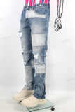 Men Denim Patchwork Design Custom Distressed Ripped Jeans