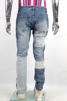 Men Denim Patchwork Design Custom Distressed Ripped Jeans