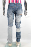 Men Denim Patchwork Design Custom Distressed Ripped Jeans