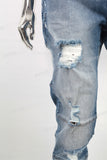 Men Denim Patchwork Design Custom Distressed Ripped Jeans