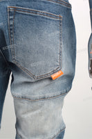 Men Denim Patchwork Design Custom Distressed Ripped Jeans