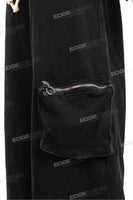 Men Drawstring Black Fashion Streetwear Baggy Sweatpants