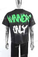Hot Sale Summer Men Black Cotton Screen Printing Drop Shoulder T Shirt