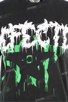 Hot Sale Summer Men Black Cotton Screen Printing Drop Shoulder T Shirt