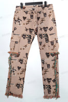 Men Fashion Design Cargo Tassel Tapestry Pants