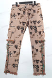 Men Fashion Design Cargo Tassel Tapestry Pants