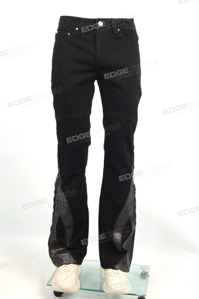 Wholesale Custom Streetwear Fashion Men Black Flare Jeans