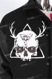 Custom Logo Men Embroidery Black Leather Long Sleeve Varsity Jacket