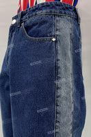 Custom Casual Loose Men Patchwork Straight Regular Denim Jeans