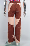 High Quality Custom Men Straight Cotton Patchwork Sweatpants With Drawstring