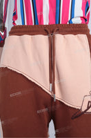 High Quality Custom Men Straight Cotton Patchwork Sweatpants With Drawstring