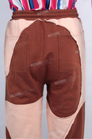 High Quality Custom Men Straight Cotton Patchwork Sweatpants With Drawstring