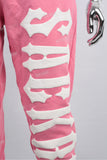 OEM/ODM Custom Men Pink Puff Print Stacked Sweatpants With Pocket