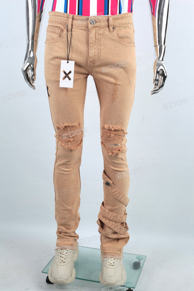 Fashion Jeans Trousers Streetwear Men Ripped Skinny Flare Denim Jeans Pants