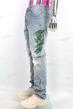 Custom Distressed Denim Pants High Quality Men Ripped Stacked Jeans