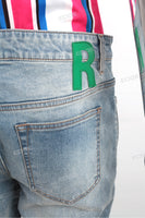 Custom Distressed Denim Pants High Quality Men Ripped Stacked Jeans