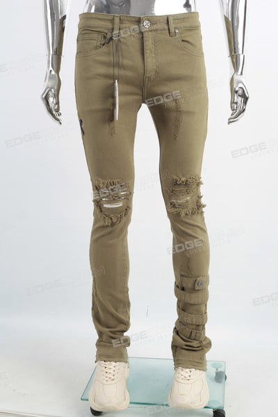 OEM ODM Custom Men Denim Streetwear Flare Ripped Skinny Jeans