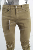 OEM ODM Custom Men Denim Streetwear Flare Ripped Skinny Jeans
