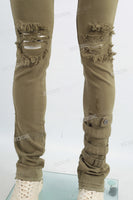 OEM ODM Custom Men Denim Streetwear Flare Ripped Skinny Jeans