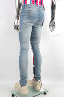 Custom Embroidery Ripped Skinny Distressed Men Denim Jacket Jeans Set