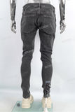 Men Jeans Custom Streetwear Fashion Vintage Wash Embroidery Patch Skinny Ripped Denim Jeans