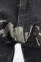 Men Jeans Custom Streetwear Fashion Vintage Wash Embroidery Patch Skinny Ripped Denim Jeans