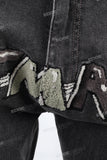Men Jeans Custom Streetwear Fashion Vintage Wash Embroidery Patch Skinny Ripped Denim Jeans