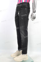 Men Casual Scratch Slim Fit Black Vintage Jeans