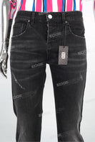 Men Casual Scratch Slim Fit Black Vintage Jeans