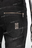 Men Casual Scratch Slim Fit Black Vintage Jeans