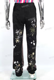 Custom Sweatpants Men Stacked Flare Paint Splash Joggers Pants