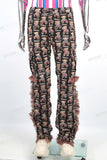 Pupular Cartoon Bear Pattern Tassel Straight Men Tapestry Pants
