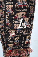 Pupular Cartoon Bear Pattern Tassel Straight Men Tapestry Pants