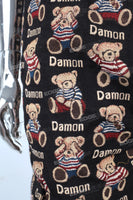 Pupular Cartoon Bear Pattern Tassel Straight Men Tapestry Pants