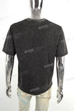 Men Short Sleeve Wash Vintage Custom Logo Graphic Cotton T Shirt