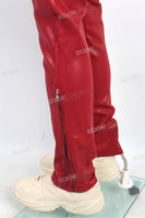 Men Skinny Red Waxed Denim Jeans Streetwear Hip Hop Jeans