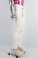 Men Jeans Customized Logo Printed White Denim Pants Skinny Ripped Jeans