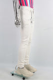 Men Jeans Customized Logo Printed White Denim Pants Skinny Ripped Jeans