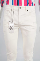 Men Jeans Customized Logo Printed White Denim Pants Skinny Ripped Jeans