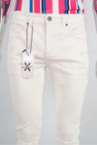 Men Jeans Customized Logo Printed White Denim Pants Skinny Ripped Jeans