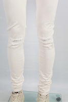 Men Jeans Customized Logo Printed White Denim Pants Skinny Ripped Jeans